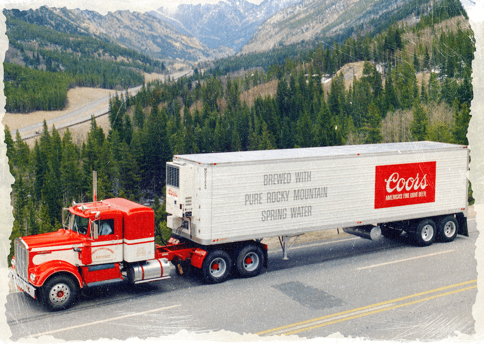 coors beer trailer on the road